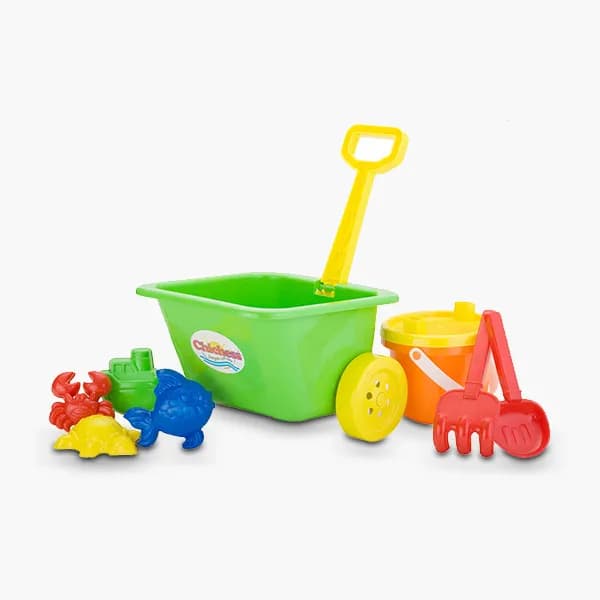Carrito • Balde • Cernidor • Pala Y Rastrillo Chicos • 4 Moldes